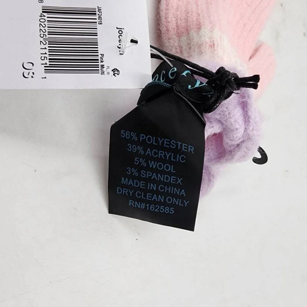 Jocelyn Color Block Ribbed Wool Blend Gloves Women's One Size Pink Multi Pull On